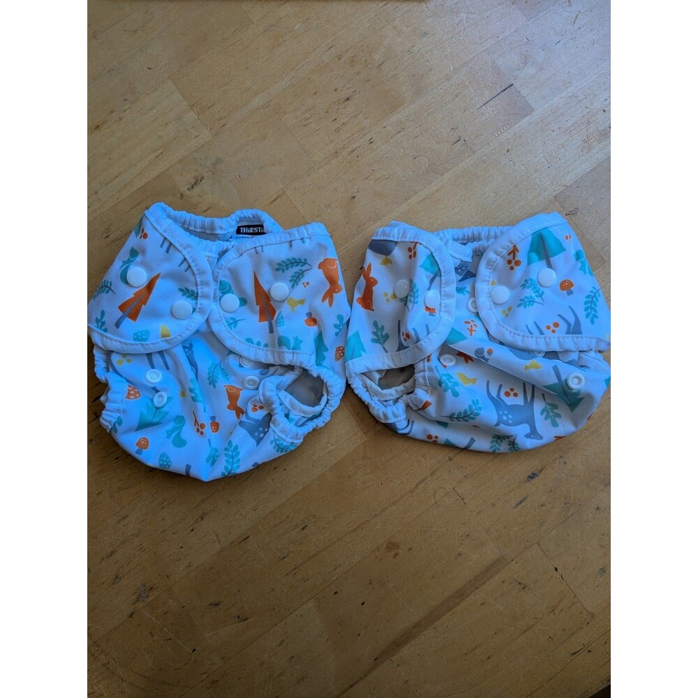 Thirsties Duo Wrap Cloth Diaper Covers Set of 2 Size One Reindeer Forest Print